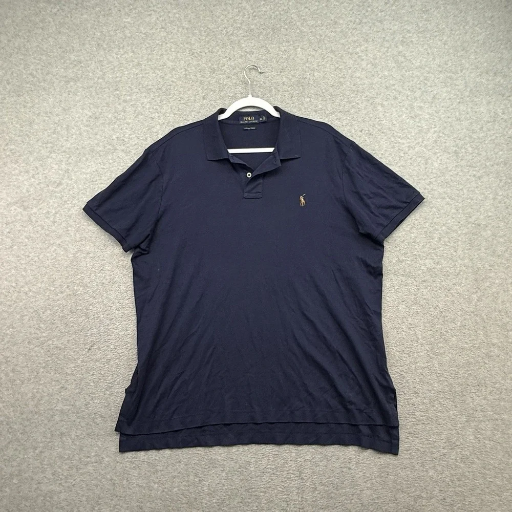 Polo Ralph Lauren Shirt Mens XL Navy Blue Flesh Pony Pima Soft Touch Classic